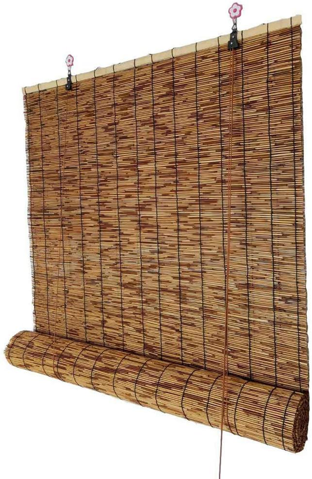Reed curtain, Lifting Decorative Bamboo Roller Blind, Retro Waterproof Mildew Sunshade, Outdoor partition Blinds, Size can be Customized