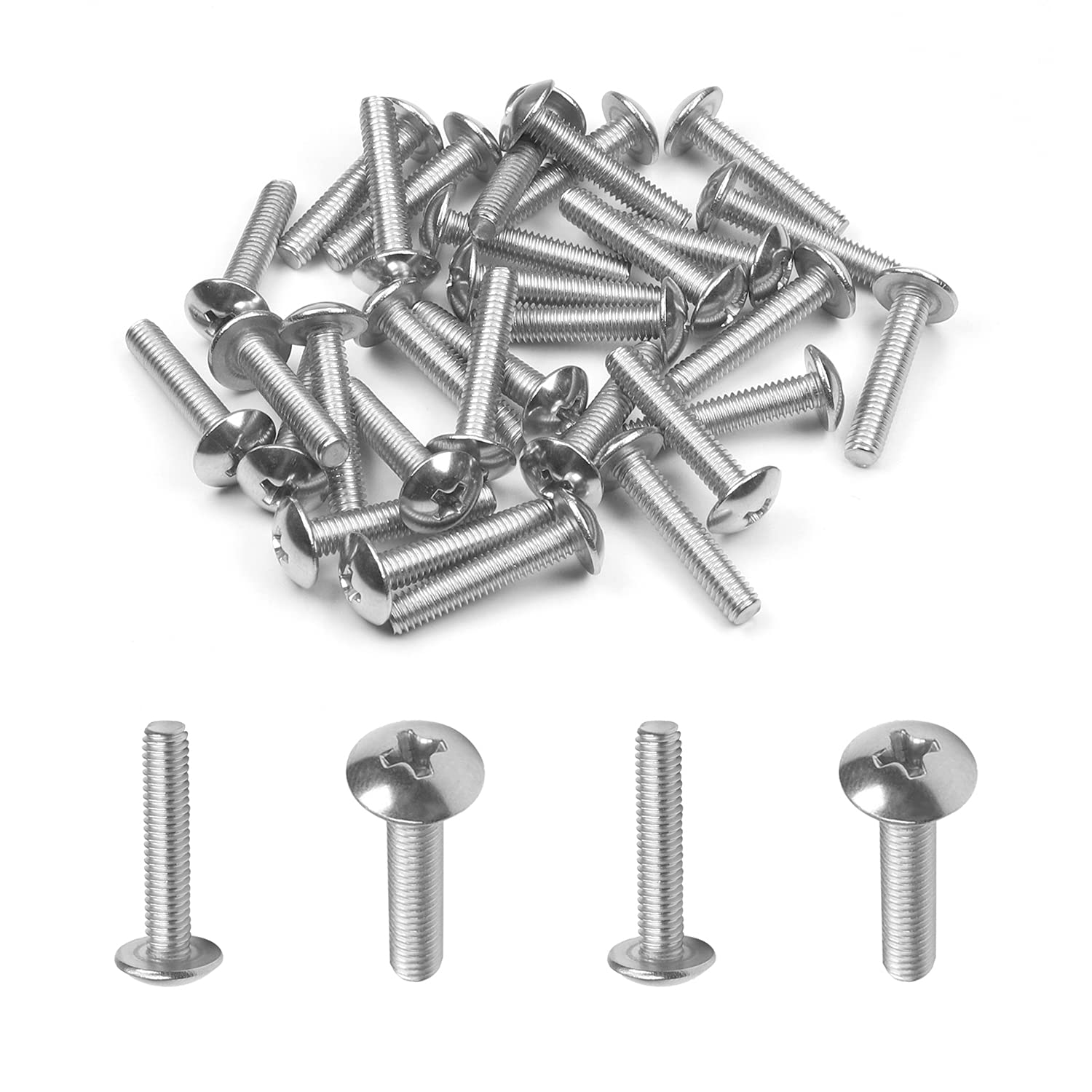 MroMax 30Pcs M4 x 20mm Truss Head Phillips Machine