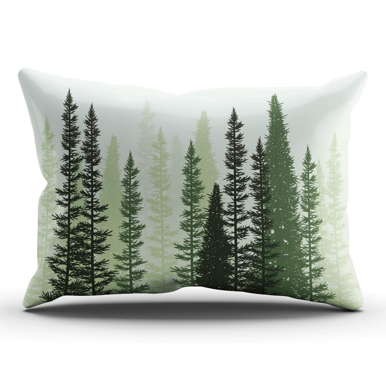 Photo 1 of Healbrighting Pillow Cases Forest Green Summer Woods Evergreen Coniferous Trees Home Decorative Pillowcase Boudoir 12 x 24 Inch One Side Pattern Throw Pillow Covers