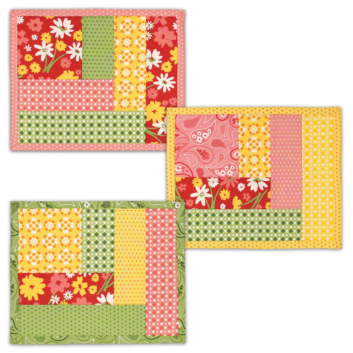 June Tailor Quilt As You Go Log Cabin Mug Mats 3 pack