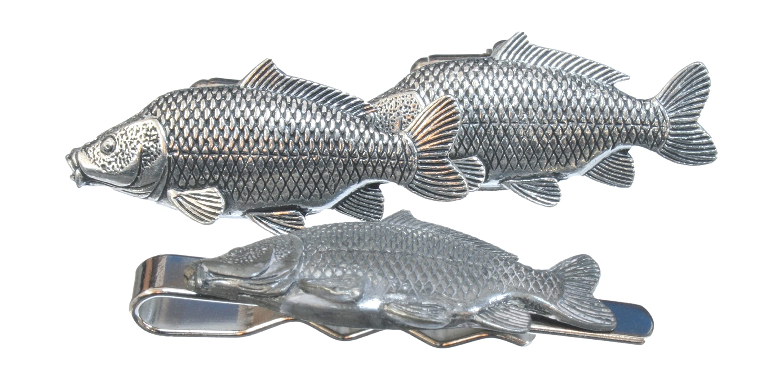 Common Carp Cufflinks and Tie Bar Slide Gift Set