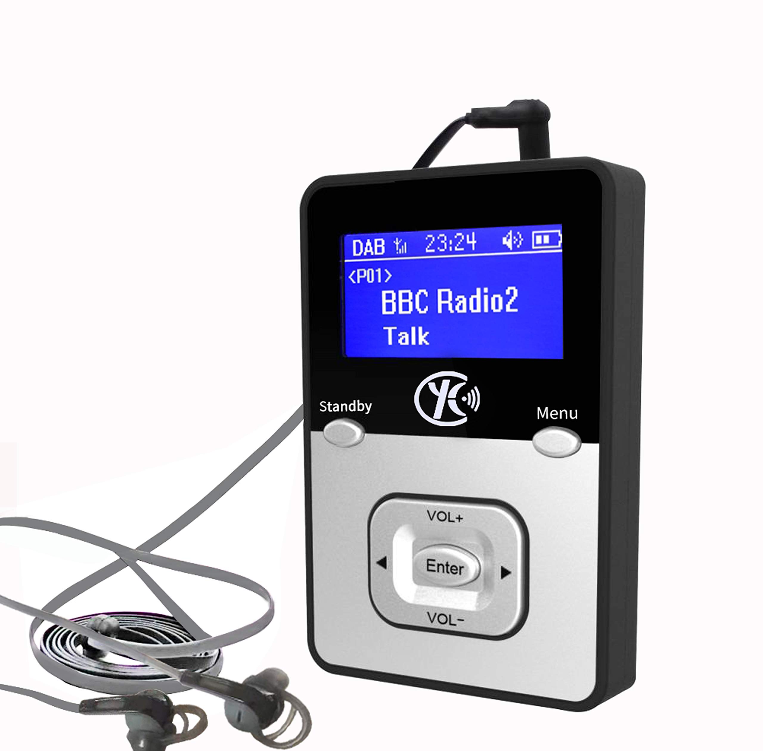 Yaakin K1 Personal Digital DAB+ & FM Radio, MP3 Player, SD Card Recordable, Rechargeable Battery, Portable Handheld for Walking or Jogging, Includes Headphones