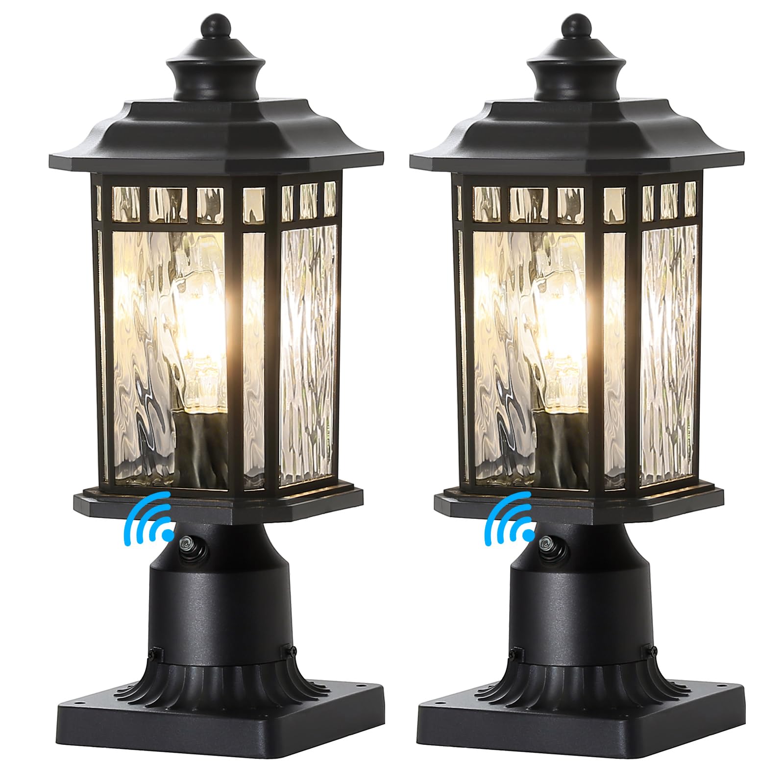Photo 1 of DASTOR 2 Pack Outdoor Post Lights, Dusk to Dawn Outdoor Lamp Post Light Fixture with Pier Mount Base, Waterproof Aluminum Post Lantern for Garden Patio Pathway