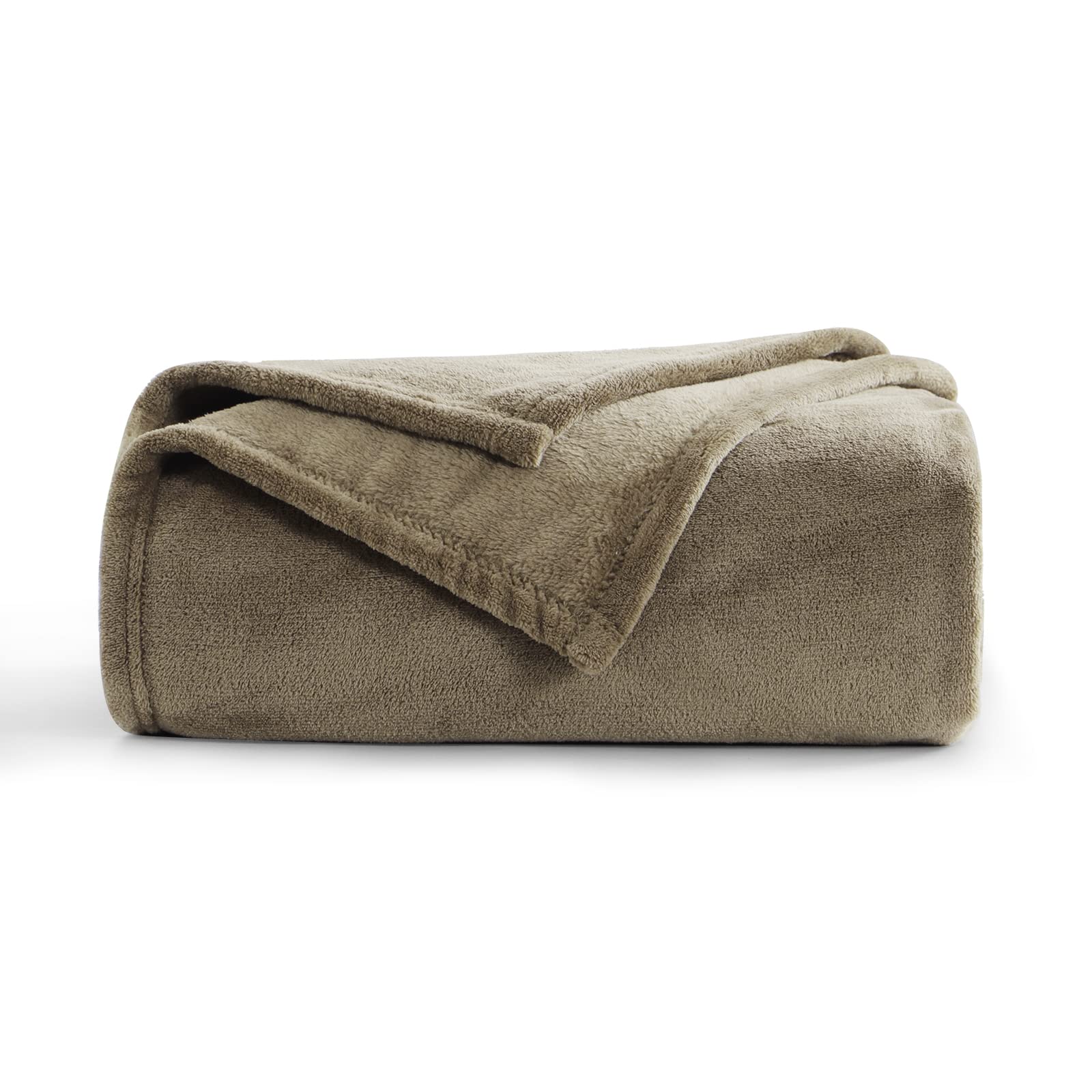 Aisbo Fleece Blanket Taupe Throw - Versatile Soft Warm Blanket Fluffy Throws for Bed Double Size, Cozy Solid Flannel Twin Blanket for Sofa Couch, 150x200cm — image 1