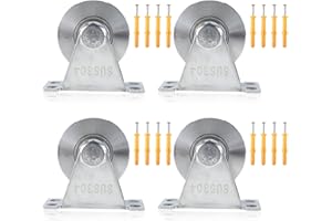 AuInn Groove Wheel Pulley Stainless Steel Pulley Block Single Pulley Block U Type Swivel Lifting Cable Pulley with Mounting Screws and Expansion Pipes(48MM, 4 Packs)-L8