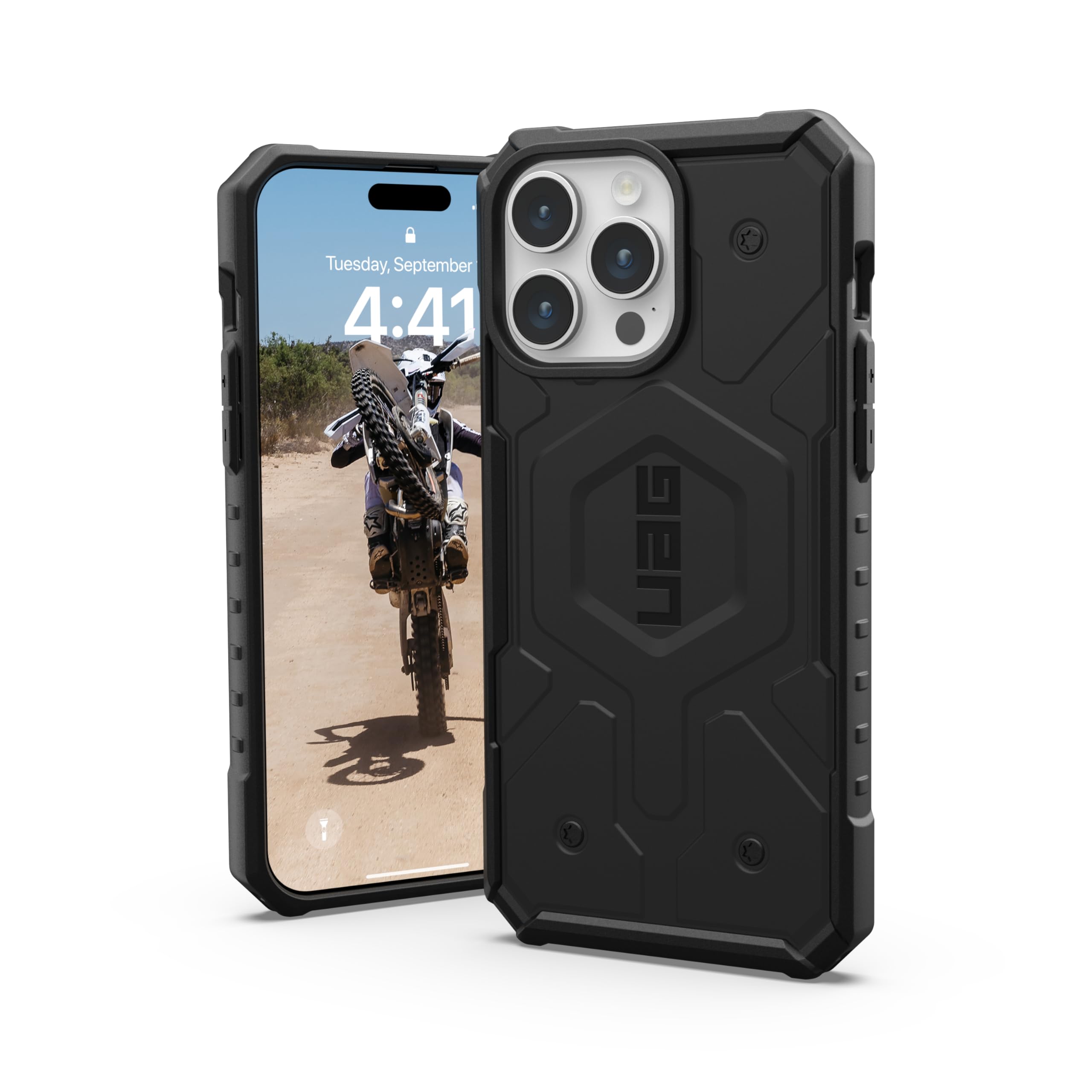 URBAN ARMOR GEAR UAG Case [Updated Version] Compatible with iPhone 15 Pro Max Case 6.7" Pathfinder Black Built-in Magnet Compatible with MagSafe Charging Rugged Military Grade Protective Cover