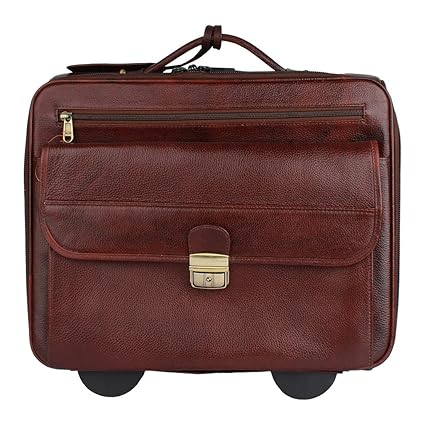 Mex Stylish Brown Leather Laptop trolley Bag
