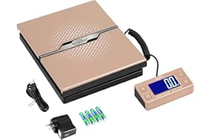 Weighmax W-8809 150 lbs x0.1oz Digital Shipping and Postal Scale with Extended Display, Gold, Battery and Ac Adapter Included