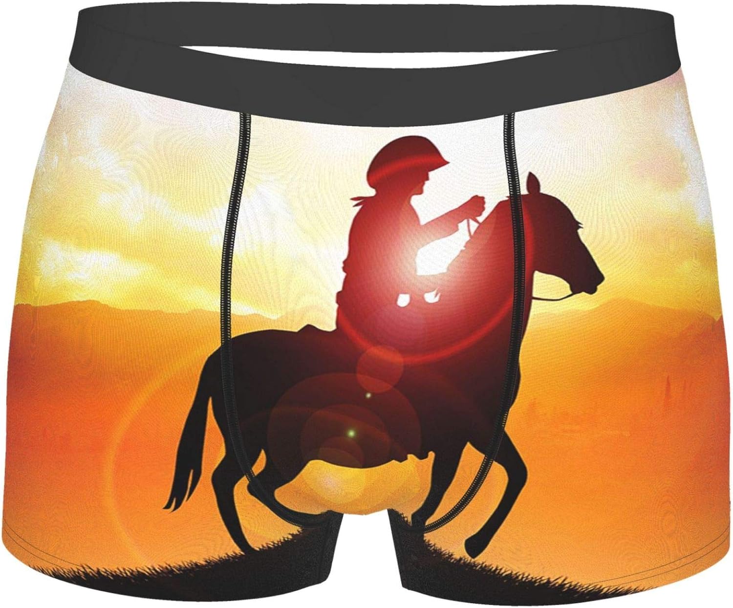 Men's Underwear,Cowboy Riding A Horse During Vibrant Sunset Sky