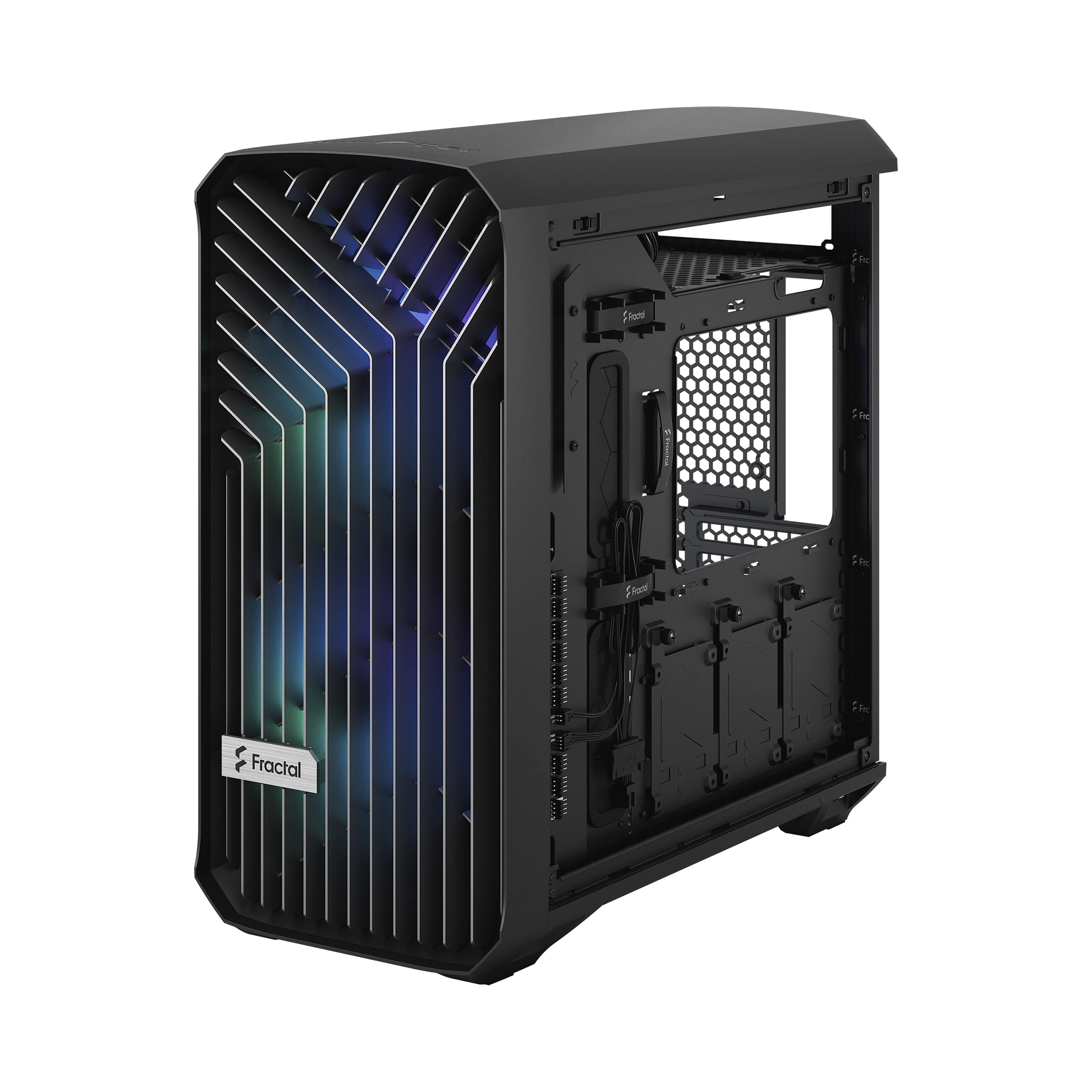 Fractal Design Torrent Compact RGB Black - Light Tint Tempered Glass Side Panels - Open Grille for Maximum air Intake - Two 180mm RGB PWM Fans Included - Type C - ATX Airflow Mid Tower PC Gaming Case