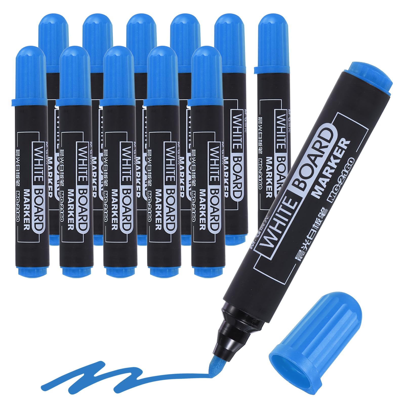 M&G Dry Erase Markers, 12 Pack Quick-Drying White Board Markers Low Odor Whiteboard Marker Fine Tip Marking Pens for Classroom Office Meeting Home, Blue