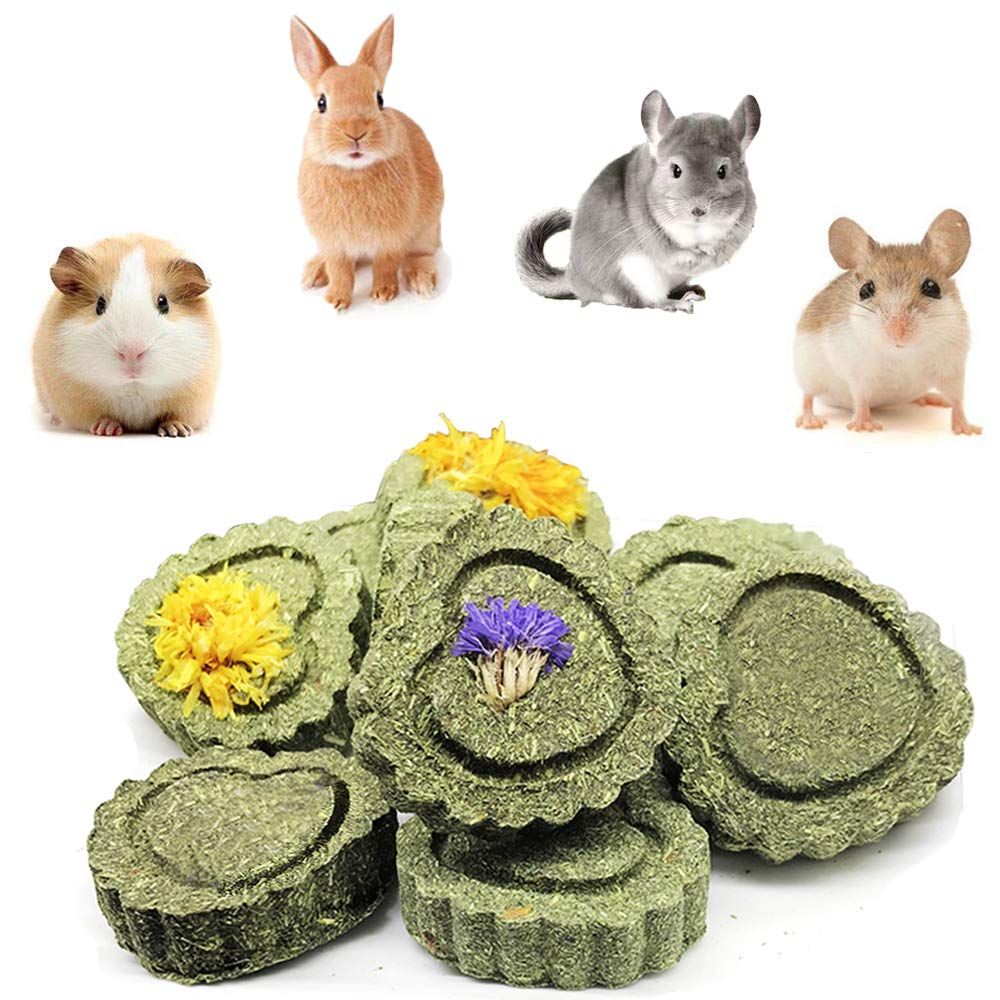Bunny Chew Toys for Teeth, PeSandy Natural Pet Chew Toy Hand Made Timothy Hay Cakes for Chinchilla Guinea Pig Hamsters Holland Lop Prairie Dogs Squirrels Gerbils Rabbit Chewing & Molar Teeth, 9.5oz