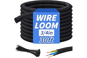 30FT Split Braided Sleeve Cable Management, 3/4 Inch Wire Loom Tubing Cord Protector Self-Wrapping, Flexible Cable Sleeve Cor