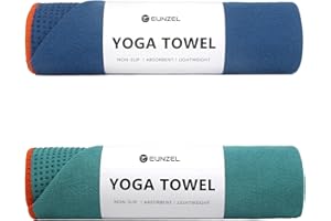 Eunzel 2 Pack Hot Yoga Towel with Grip Dot, Non Slip Yoga Mat Towe Sweat Absorbent Towel for Hot Yoga,Bikram, Pilates and Fitness 72" x 24", Dark Cyan/Steel Blue