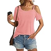 Micticsi Womens Cold Shoulder Tops Sexy Short Sleeve T Shirts Summer Outfits Clothes 2025