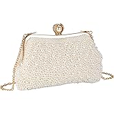 Ayliss Pearl Clutch Purses for Women Wedding Bridal Evening Small Clutch Crossbody Handbag Full Beaded Parites Prom