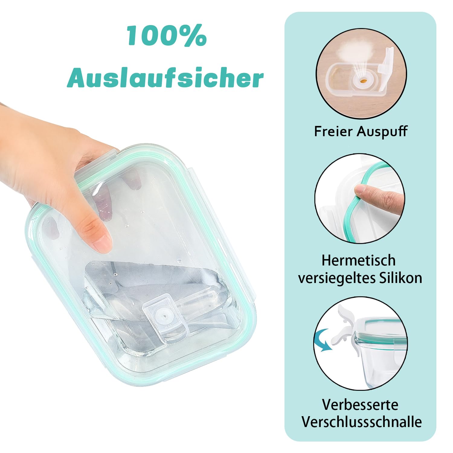 ERUIV 8er Vorratsdosen Glas Mit Deckel, Frischhaltedosen Glas Mit Deckel, Für Küche und Restaurant, Frischhaltedosen, BPA-Frei Auslaufsicher, Mealprepboxen, Vorratsbehälter [4 * 1040ml+4 * 370ml] 3
