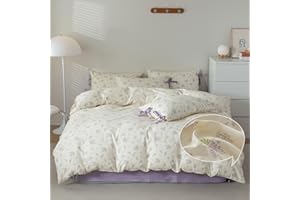 VM VOUGEMARKET Vintage Flower Comforter Set Full Girl's Cute Purple Floral Bed Comforter,Farmhouse Comforter with 2 Pillowcases for All Seasons(3pcs,Full)