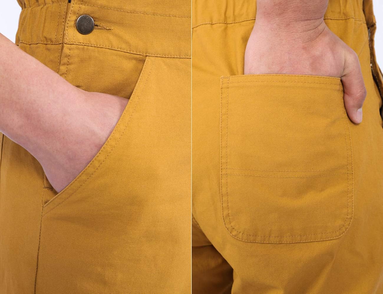 DISHANG Men's Bib Overalls with Adjustable Front Suspenders and Functional Pockets: Clothing