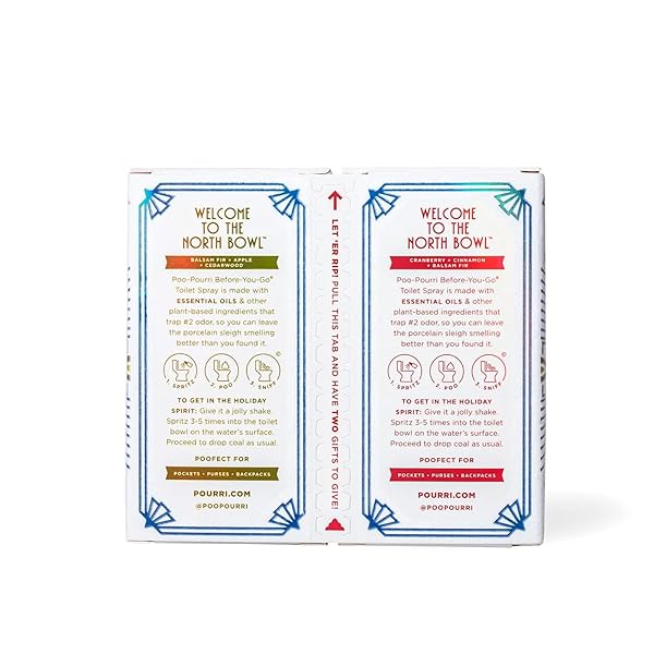 POO-POURRI DECK THE STALLS TEAR AWAY GIFT SET, BERRY AND BRIGHT 1 FL OZ POCKET SPRAYER AND BALSAM BUM 1 FL OZ POCKET SPRAYER