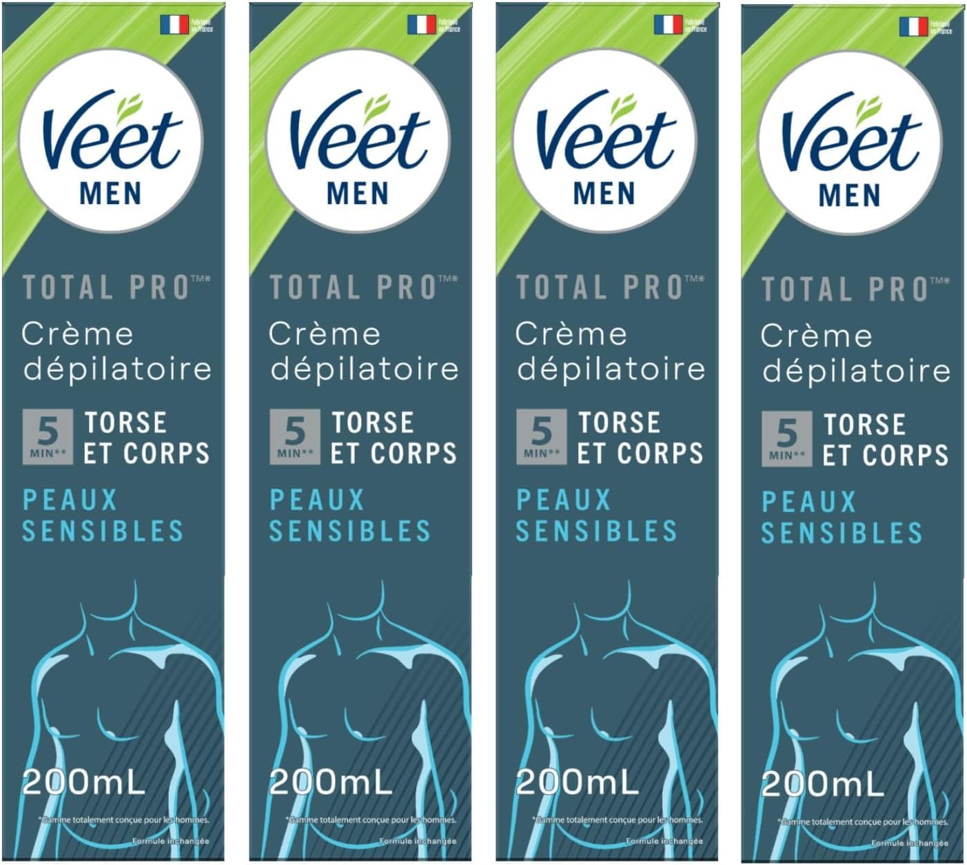 VEET Veet Men Hair Removal Cream for Sensitive Skin, 200 ml, 4 pieces