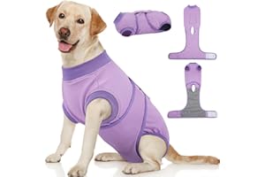 Kuoser Dog Surgery Suit Female Spay, Puppy Recovery Suit Male Neuter, Doggie Clothes Onesie for Surgery Anti Licking Abdominal Wounds Pet Surgical Recovery Bodysuit Shirt, Substitute E-Collar & Cone