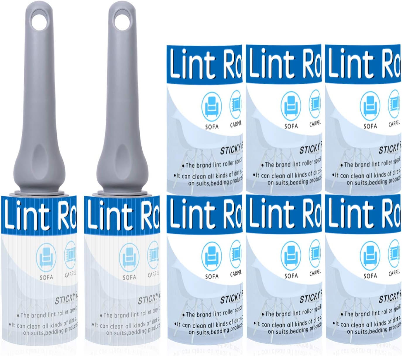 720 Sheet/8 Refill Dog Cat Hair Remover Lint Rollers-Lint Removers Pet Hair Roller Remover with 2 Extra Strengthened PP Material Handhell for Home Car Black Coat Dandruff Carpet Fluff Cleaning