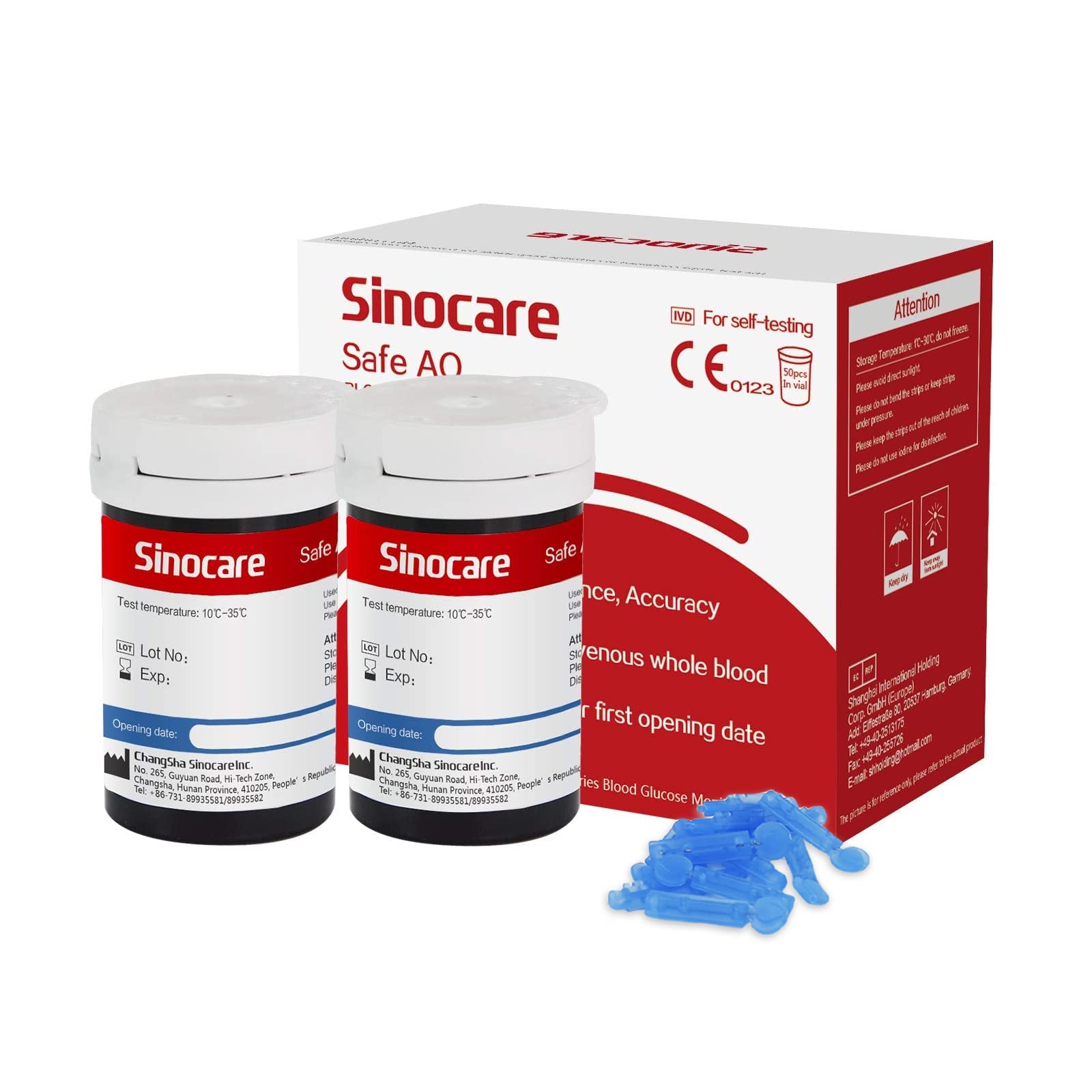 sinocare Blood Glucose Test Strips x 50 & Lancing Devices x 50, Diabetic Strips Only for sinocare Safe AQ Smart Blood Glucose Monitor or Safe AQ Voice Blood Glucose Monitor โ image 1