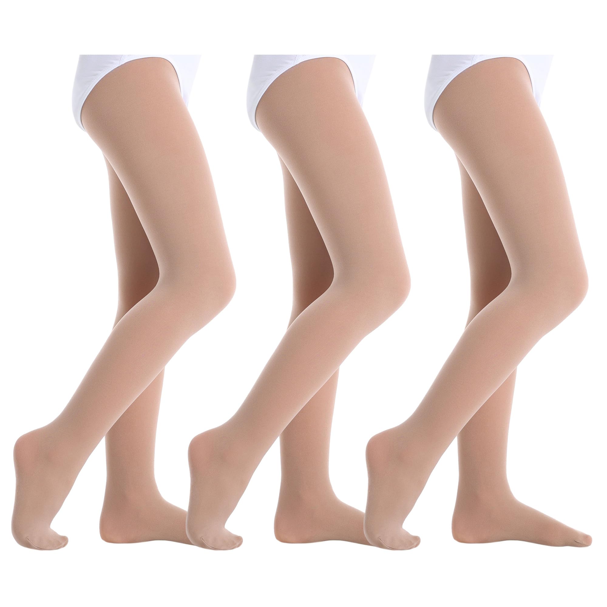 Photo 1 of ***(ONE PAIR ONLY)*** Yitoco Girls Seamless Ultra Soft Footed Leggings Tan for Kids Students School Stockings (1 Pair, Nude, 6-8 Years, YOTS01-SK-3CM)