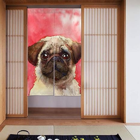Amazon のれん 可愛い 暖簾 動物の絵 可愛い犬 部屋 間仕切り 遮光 目隠し おしゃれ 室内インテリア 86cm 143cm キッチン リビング 飲食店 出入り口 のれん オンライン通販
