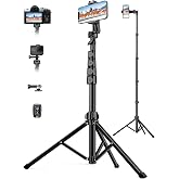 Phone Tripod, 71" Portable Cellphone Tripod Stand with Remote | Camera Stand for iPhone with Phone Holder, Compatible with Camera iPhone/Android Smartphone/Gopro
