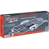 - 1/18 Trailer, Flatbed, car Transport Carrier, with Double axle, Metal, Motormax - 76009