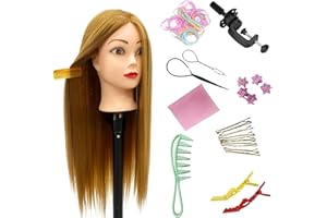 YIIFIULYN 26"-28" Light Auburn Hair Mannequin Head Practicing Braiding, Cosmetology Mannequin Head with Hair for Styling, Training Head for Group Practice Braids Skills and Have Fun