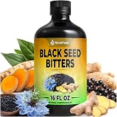 Black Seed Oil Bitters Liquid - Premium Herbal Blend with Black Seed Extract, Curcumin (Turmeric Extract), Ashwagandha, Elderberry, Probiotics, Vitamin C, Zinc...16 fl oz | Natural Botanical Blend