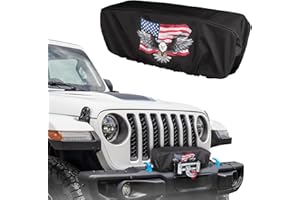 TIANNOR Winch Cover,Heavy Duty UV-Resistant Waterproof & Dust-Proof Cover for 8500-17500 Lbs Electric Winches,Universal Indoor/Outdoor Weather-Resistant Protection with Drawstring,Fits Jeep/ATV/Boat/Trailer