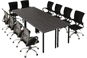 Bonzy Home 8ft Conference Table Chairs Set, 94.4"x47.2"x29.5" Table & 10pcs Chairs, Office Computer Desk and Chair Set for Meeting Room Study Printer Table Seminar Office Furniture Set for 10 People
