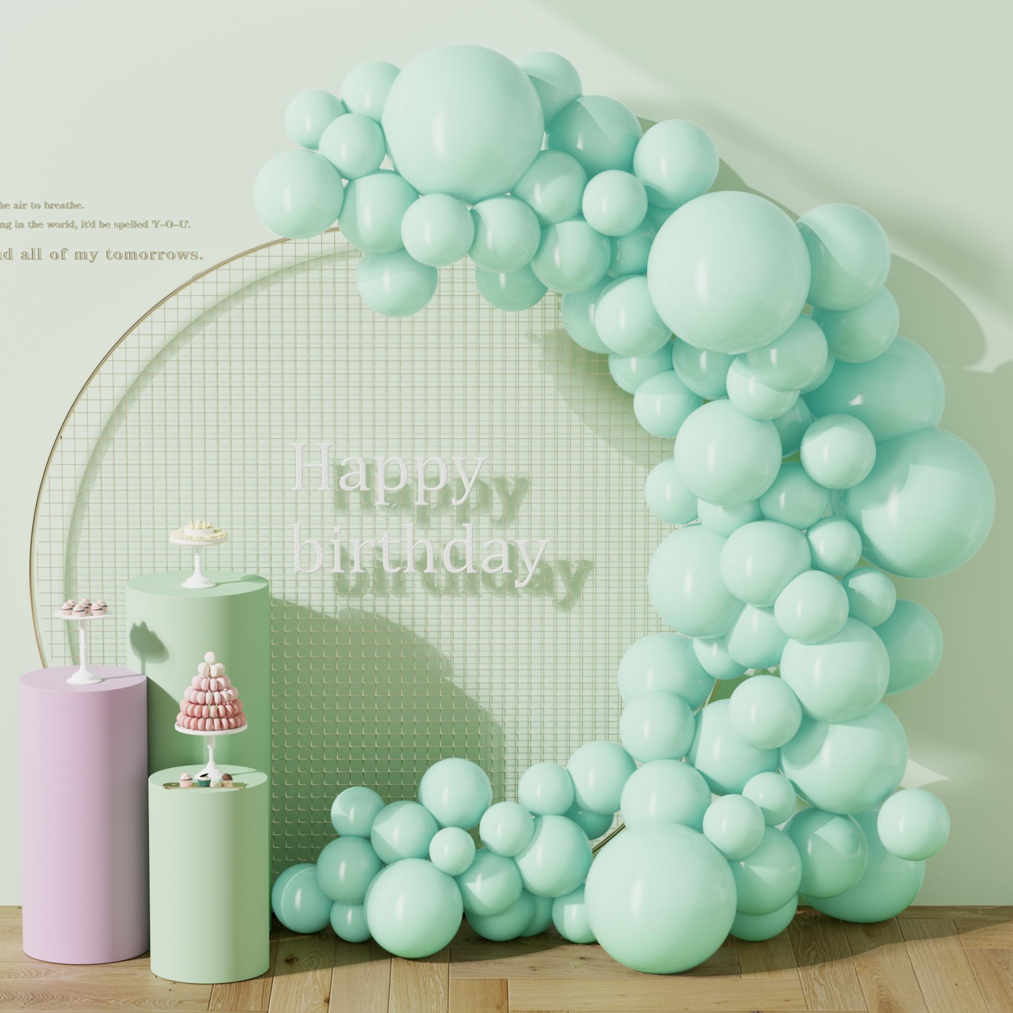 Photo 1 of DECOCKRAT 130PCS PastelGreen Balloons, Latex Balloons Different Sizes 18/12/10/5 In, Helium Balloons with Ribbon, Party Balloon Set for Birthday Wedding Graduation Anniversary Baby Shower Decoration
