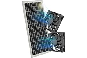 LCASVOIM 20W Solar Exhaust Fan for Chicken Coop, Sheds, Greenhouses, Dog Houses, Windows, Attics, Solar Powered Fan with Metal Frame, Easy Plug and Play Installation