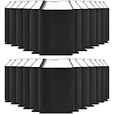 WhaleSiper 25-Pack Black Blank Beer Can Cooler Sleeves, Collapsible Foam Insulated Can Sleeves for 12oz & 16oz Soda, Beer & Water Bottles, HTV & Sublimation-Friendly for DIY, Weddings & Gifts