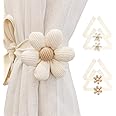SRG 4PCS Curtain Tiebacks | Boho Flower Curtain Holdbacks | Simple Elegant Sunflower Curtain Holders | Boho Bedroom Decor（2Pc