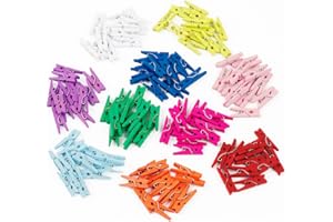 SORRENTO CRAFTS Mini Colored Wood Clothespins 1 Inch Craft Clips Photo Paper Peg Pin for Photo and Picture Hanging 10 Coloers Each 10pcs