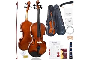 DIGERVY Violin 4/4 Full Size Kit, Violin Fiddle Set for Beginner Adults Students with Rosewood Bow, Violin Case, Shoulder Res