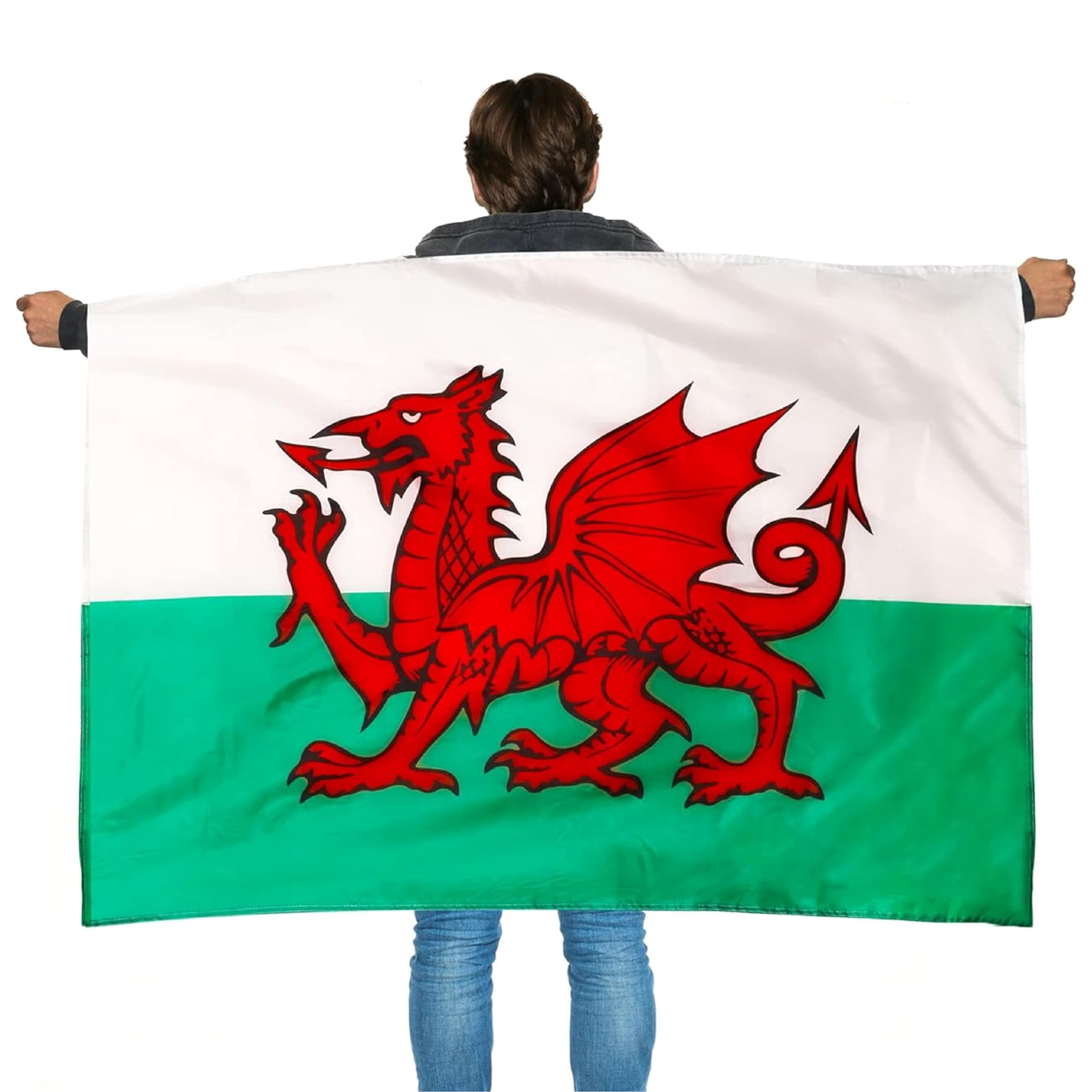 Wales Wearable Flag Cape - Pack Of 1 - Welsh Fancy Dress - Football, Rugby - Sporting Events, St Davids Day Street Parties, Festivals and Celebrations