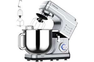 ACEKOOL Stand Mixer 7.5QT 10-Speed 660W Tilt-Head Kitchen Electric Food Cake Mixer with Stainless Steel Bowl, Whisk, Dough Hook, Beater & Splash Guard, Silver