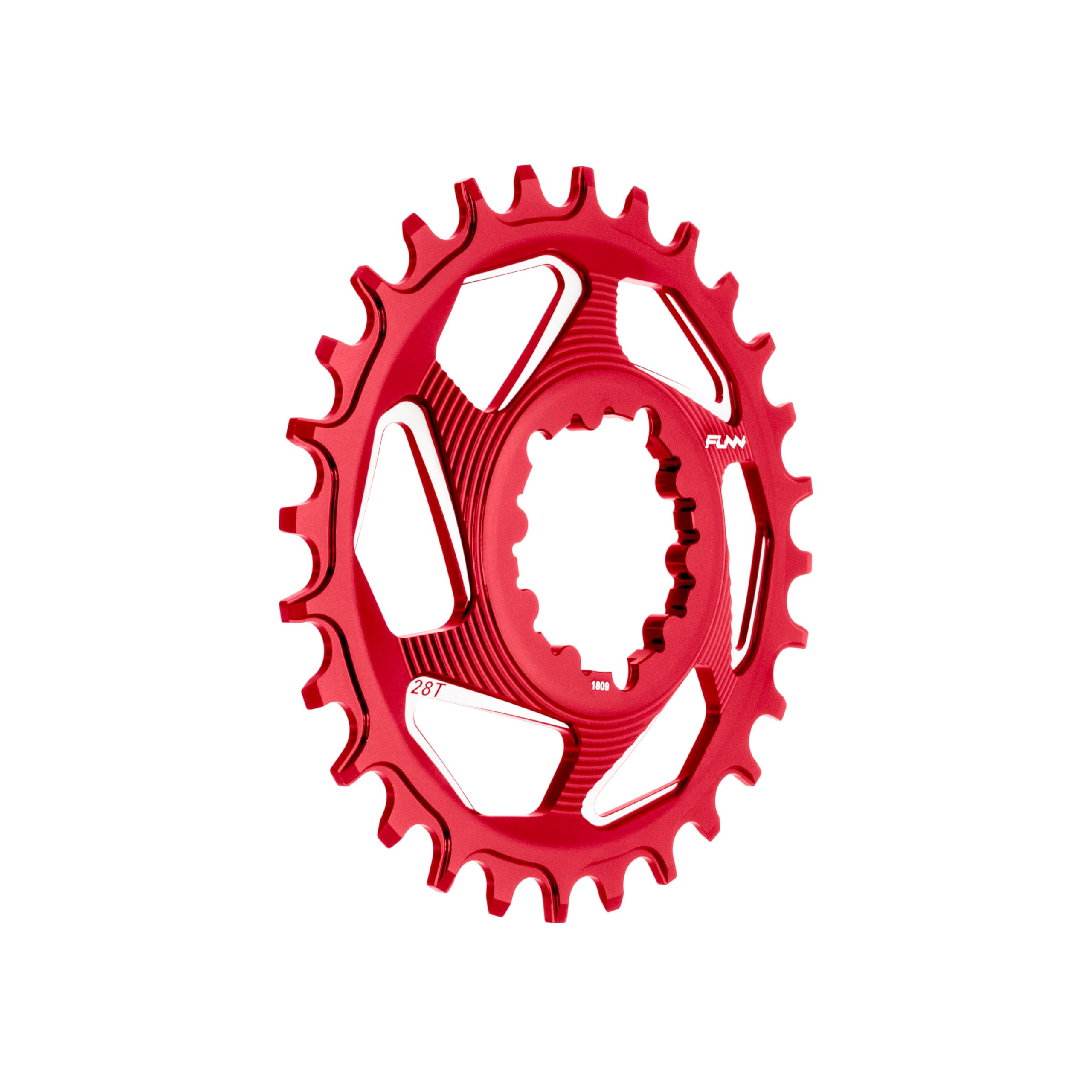Funn Solo DX Narrow Wide Chainring for 9 10 11 12 Speed Chain, Fits SRAM Direct Mount Interface Crankset, 6mm Offset, Single Speed Bike Chain Ring for MTB, BMX Bike and Road Bike (28T, Red) — image 1