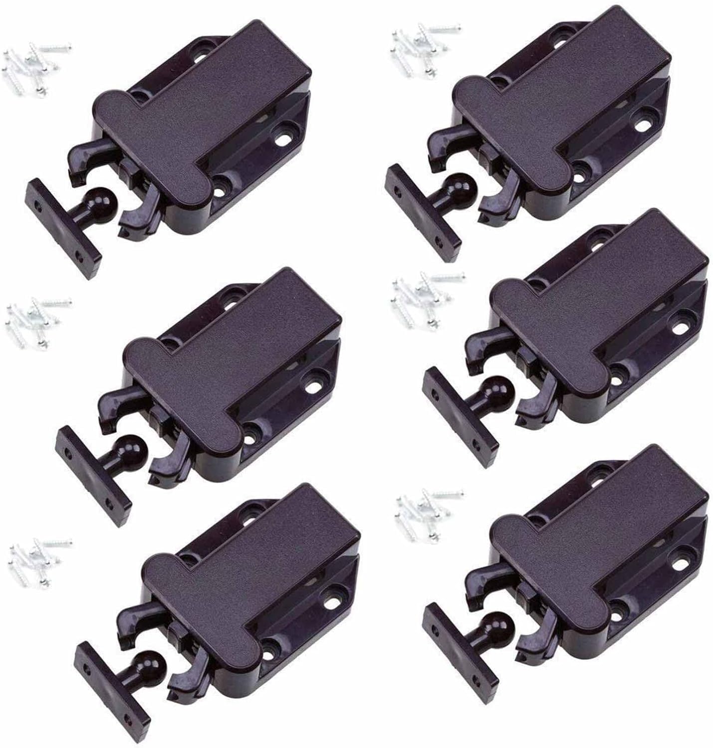 SZETOSY 6X Touch Release Catch Latch for Cupboard- GOODCHANCEUK Push to Open Catch Catch Lock Black，ABS Push Latch for Cabinets,Drawer and Non-Magnetic Pop Up Lock