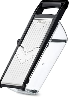 Zolmer® Gemüsehobel - Verstellbarer Gemüseschneider mit Zwei extra scharfen Julien Messer - Gemüsereibe inkl. Fingerschutz und Auffangschale - Hobel