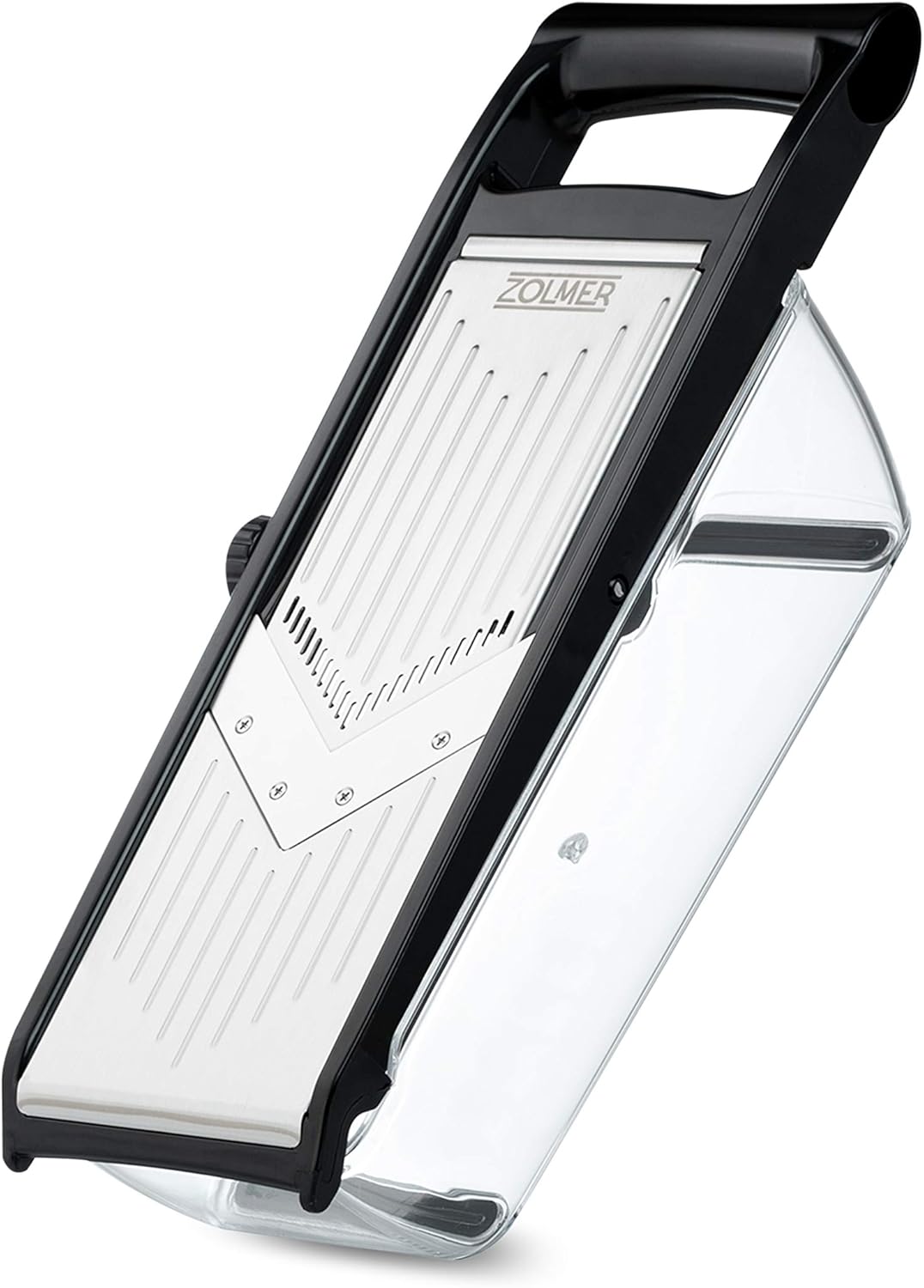 Zolmer® Gemüsehobel - Verstellbarer Gemüseschneider mit Zwei extra scharfen Julien Messer - Gemüsereibe inkl. Fingerschutz und Auffangschale - Hobel