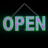 Thirdpolite Pink/Green LED Open Sign for Business 30x10 inch, Ultra Bright Light Up LED Sign for Storefront Window, Glass Door, Wall - Business Advertising Signs for Bar Shop Cafe Salon Restaurant