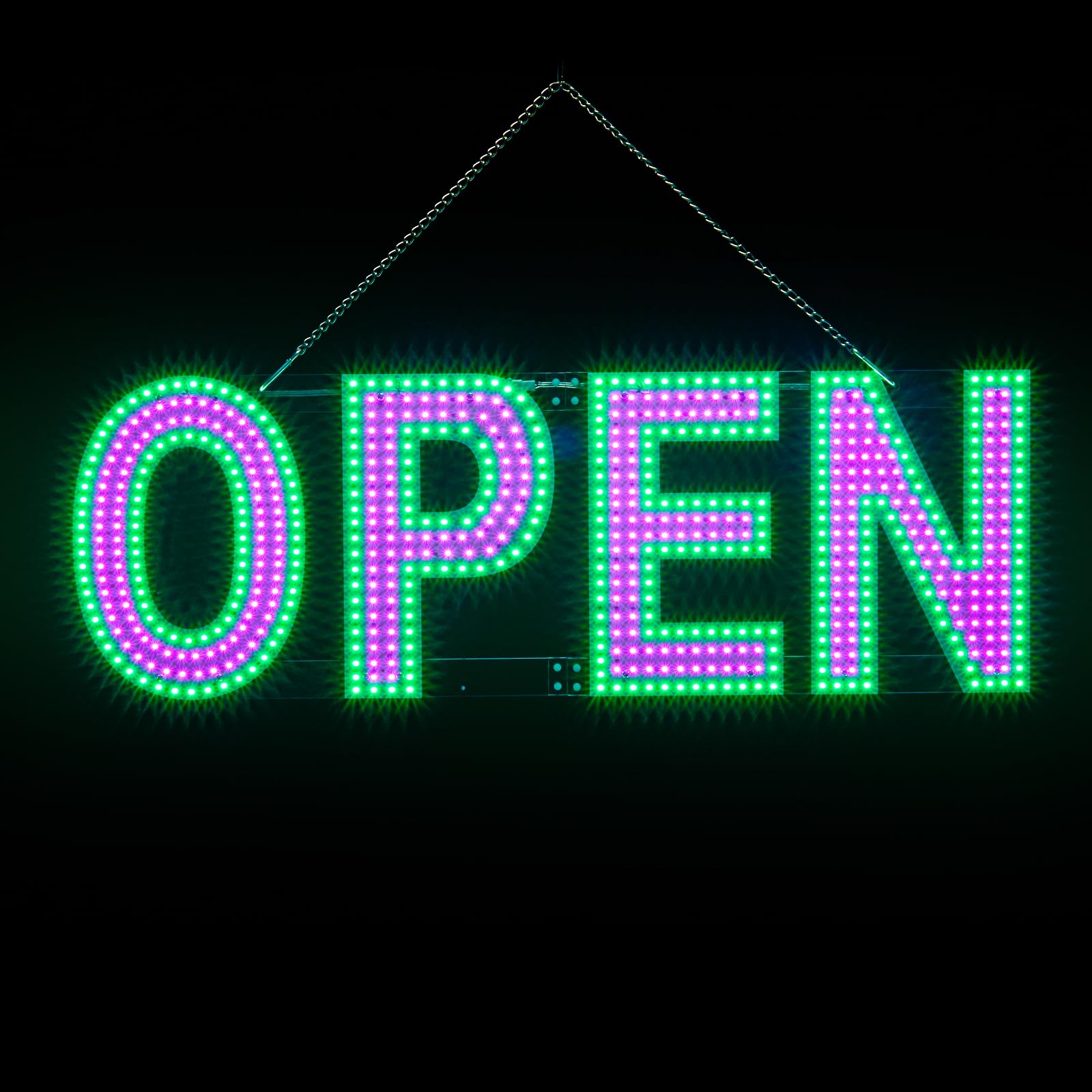 Photo 1 of Thirdpolite Pink/Green LED Open Sign for Business 30x10 inch, Ultra Bright Light Up LED Sign for Storefront Window, Glass Door, Wall - Business Advertising Signs for Bar Shop Cafe Salon Restaurant